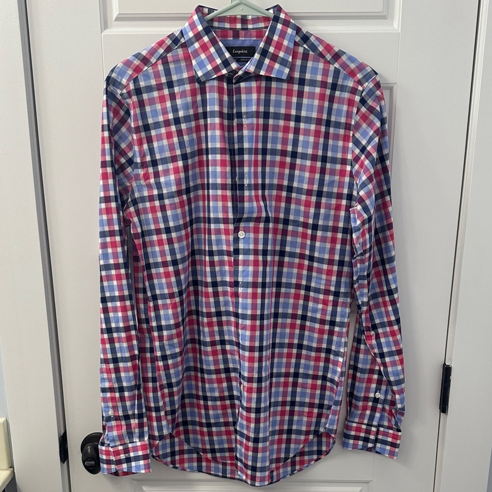 Esquire Men's Multicolor Plaid Button Down Shirt